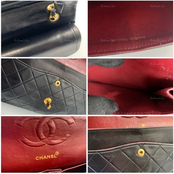 Authentic CHANEL Lambskin Double Chain Double Medium Flap Bag black/gold - Picture 11 of 13